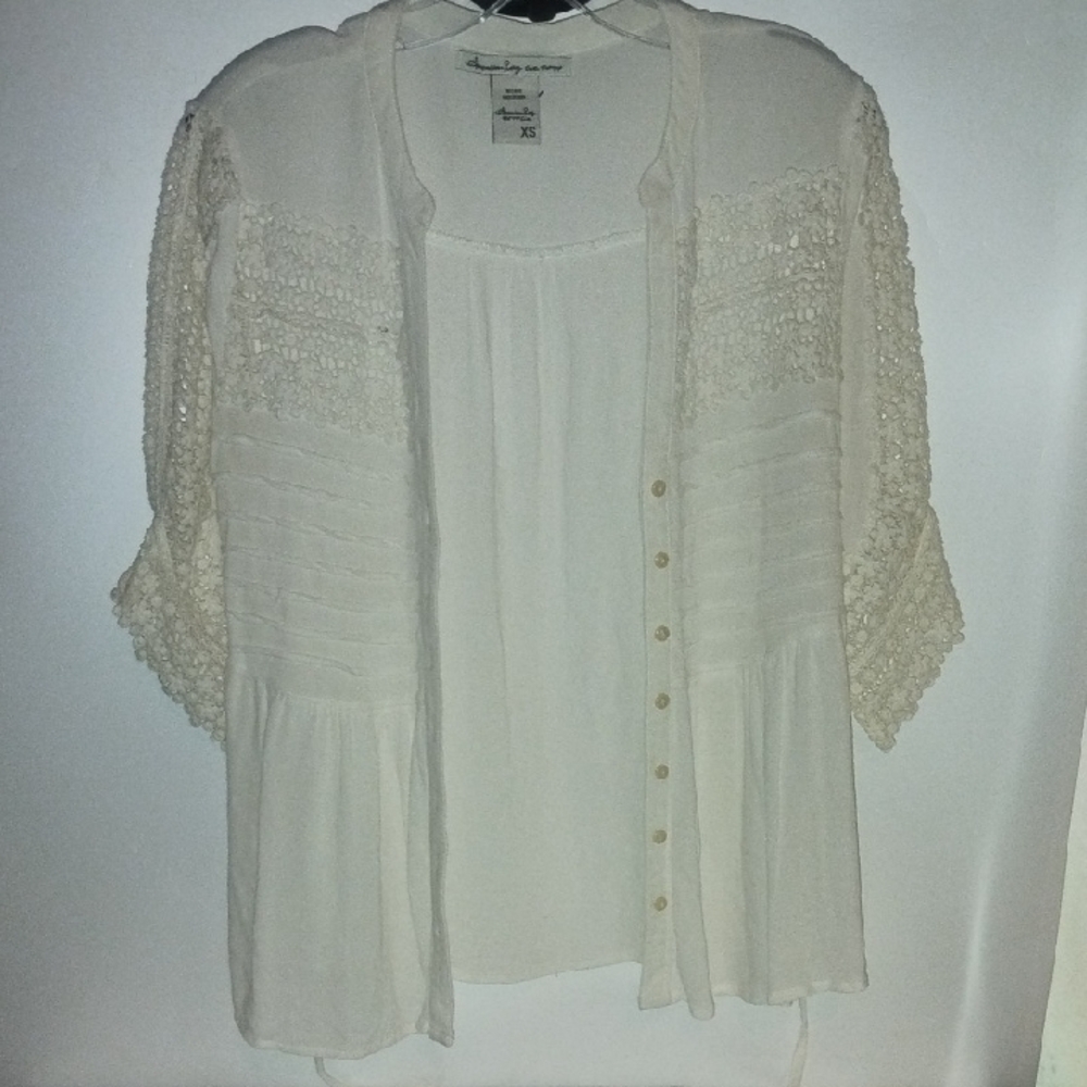 American Rag Cream Textured Blouse